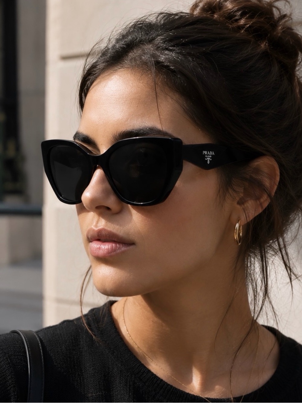 PRADA PR 19ZS 1AB5SO Black Dark Grey Large Women Sunglasses